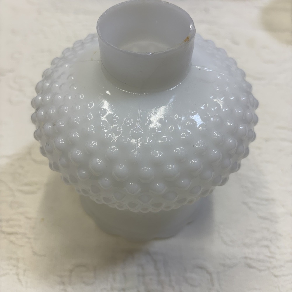 Vintage Milk Glass Hobnail Hurricane Lamp Shade Globe 1.5"